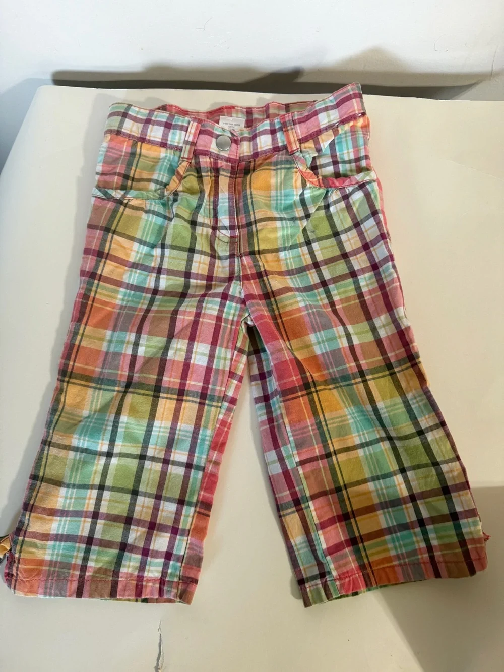 Gymboree Multicolor Plaid Cotton Pants - Pink, Yellow, Green, Blue